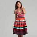 Calvin Klein Women's Sleeveless Multi Orange Striped Dress