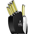 Ginsu Shoku Spiced Pear Cutlery with Black Hardwood Block Set (8-piece)