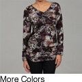 Isabella Rodriguez Women's Animal Print Ruched V-neck Sweater-knit Tunic