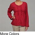 Uniti Women's Ruffle Front Elastic Waist Blouse