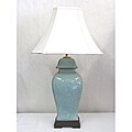 Light Blue Crackle Finish Covered Urn Table Lamp