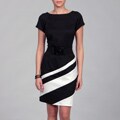 Sandra Darren Black/ Ivory Belted Dress