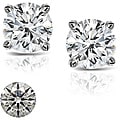 Platinum 1ct TDW Hearts and Arrows Diamond Stud Earrings (H-I, SI1-SI2)