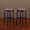 Kari Union Jack Leather Barstools (Set of 2)