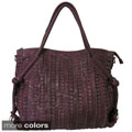Amerileather 'Echo' Top-grain Lambskin Leather and Canvas Shoulder Bag