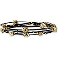 Goldtone and Black Wire Crystal Bangle Set