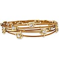 Goldtone Copper Colored Wire and Crystal Bangle Set