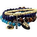 Cool Multi-colored Bead Fleur de Lis and Cross Stretch Bangles