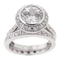Icz Stonez Sterling Silver Cubic Zirconia 3 1/5ct TGW Bridal Ring Set