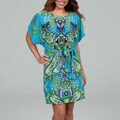 Sandra Darren Women's Turquoise/ Lime Floral Dress