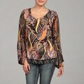 Lola P Women's Paisley Studded Neckline Top