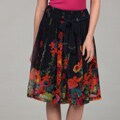 Lola P Women's Navy Floral Elastic Waist Skirt