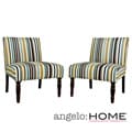 angelo:HOME Bradstreet Shoreline Stripe Blue Upholstered Armless Chair (Set of 2)