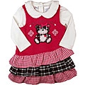 B.T. Kids Girl's Fuchsia Plaid Cuddly Bear' Jumper Dress