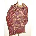 Selection Privee Paris Manon Burgundy Embroidered Floral Wool Shawl Wrap