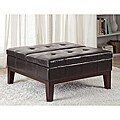 Dark Brown Leather Ottoman Storage Bench