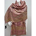 Selection Privee Paris Susan Olive Pink Paisley Silk-blend Wrap