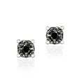 Sterling Silver White, Black, And Brown 2/5ct TDW Diamond Stud Earrings (Set of 3)