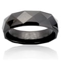 Black Tungsten Carbide Faceted and Ridged Edge Ring (6mm)