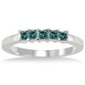 10k White Gold 1/2ct TDW Princess Blue Diamond Wedding Band