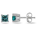 14k White Gold 1/4ct TDW Blue Diamond Solitaire Earrings