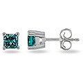 14k White Gold 3/8ct TDW Blue Diamond Solitaire Earrings