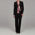 Evan Picone Women's Black Three-button Pant Suit