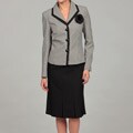 Evan Picone Women's Ivory/ Black Three-button Skirt Suit