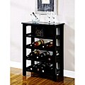 Distressed Black Wine Rack with Basket Drawer