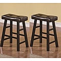 Saddle Black Brown 24-inch Biecast Leather Counter-height Bar Stools (Set of 2)