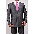 Ferrecci Men's Shiny Grey Two-button Two-piece Slim Fit Suit