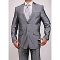 Ferrecci Men's Shiny Charcoal Two-button Two-piece Slim Fit Suit