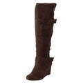 R2 by Report Women's 'Mackenzie' Brown Wedge Buckle Boots FINAL SALE