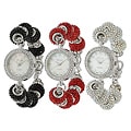 Geneva Platinum Women's Rhinestone Toggle Watch