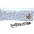 Dasein Rhinestone Butterfly Ornament Pleated Satin Clutch