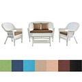 White Wicker 4-piece Patio Conversation Set