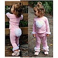Mia Belle Baby Baby/Toddler Pink Ruffled Heart Holiday Outifit