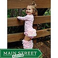 Mia Belle Baby Pink Lace Ruffled Bloomers and Leg Warmer Set