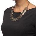 Kenneth Jay Lane Silvertone Clear Crystal Hammered Necklace