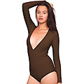 American Apparel Women's Brown Jersey Cross-V Bodysuit