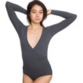 American Apparel Women's Asphalt Cotton Spandex Jersey Cross-V Bodysuit (Extra Small)