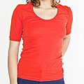 American Apparel Women's Baby Rib Orange Half-Sleeve U-Neck Tee (XL)