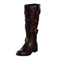 Two Lips Two Women's 'Too Jar' Brown Criss Cross Buckle Boots