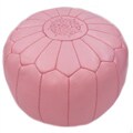 Handmade Casual Living Pink Leather Moroccan Ottoman Pouf