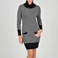 Lennie for Nina Leonard Women's Grey/ Black Turtleneck Dress
