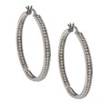 La Preciosa Stainless Steel Crystals 40mm Hoop Earrings