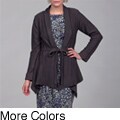 Y. Jessi Women's Ribbed Belted Open Front Cardigan