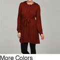 Carducci Women's Drawstring Waist Hooded Cardigan Sweater