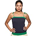 American Apparel Women's Navy/ Kelly Green Sheer Jersey Shoulder Tie Tube Top