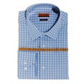 Enzo Tovare Men's Blue Windowpane Cotton Dress Shirt